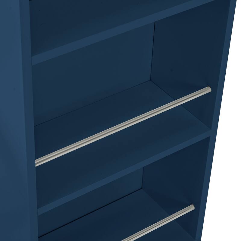 73.5'' Rubberwood Kitchen Island with LED Lights, Extended Table, Power Outlets and 2 Fluted Glass Doors