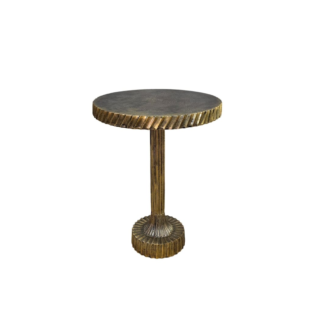 Luxe Round Accent Table - Elegant Aluminium Top and Frame Pedestal Table - Transitional Style Home Decorative Side Furniture
