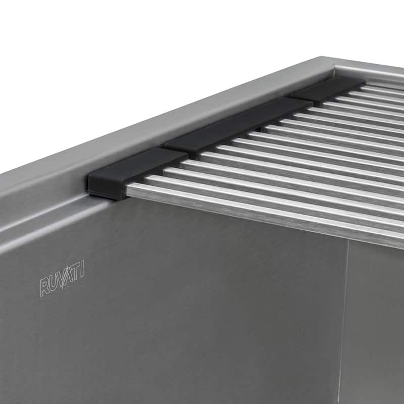 Ruvati Stainless Steel and Silicone Foldable Drying Rack for Workstation Sinks Dish Mat Trivet -