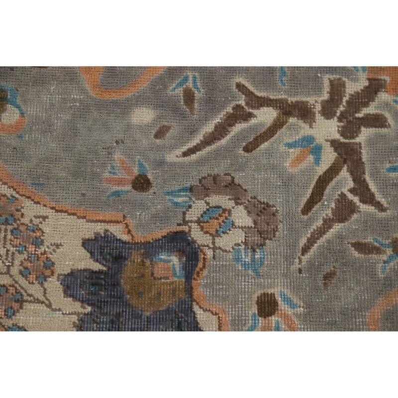Distressed Tabriz Vintage Persian Area Rug Handmade Wool Carpet - 9'9" x 12'6"