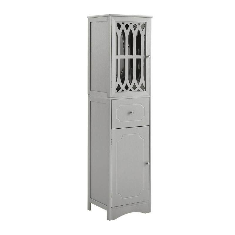 Grondin MDF Board 63.8" Tall Bathroom Tower Cabinet, Freestanding Bathroom Storage Cabinet with Drawer and Acrylic Door