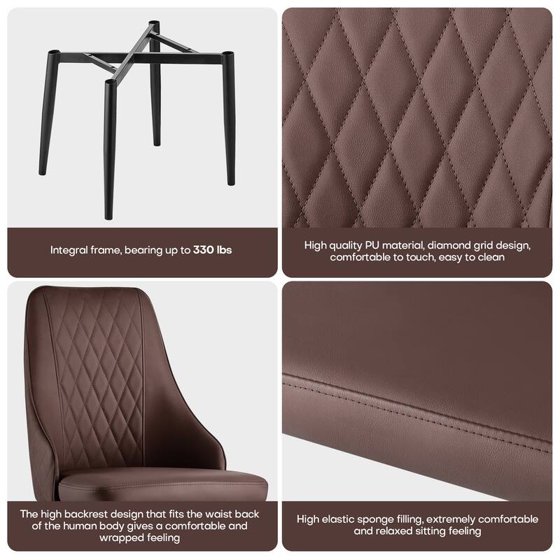 Faux Leather Upholstered Dining Chairs Set of 2 - 35.63"H x 17.72"W x 17.32"D