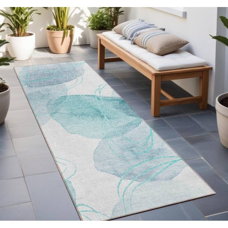 Fara Modern Art-Inspired Weather Resistant Sleek Contemporary Outdoor Rug - 8' Runner - Multi