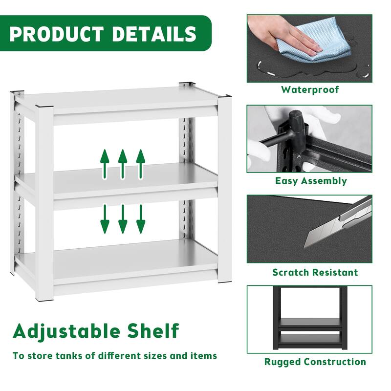 Anmytek 20-30 Gallon Heavy Duty Adjustable 3-Tier Metal Fish Tank Stand Sturdy Reptile Tank Rack Shelf