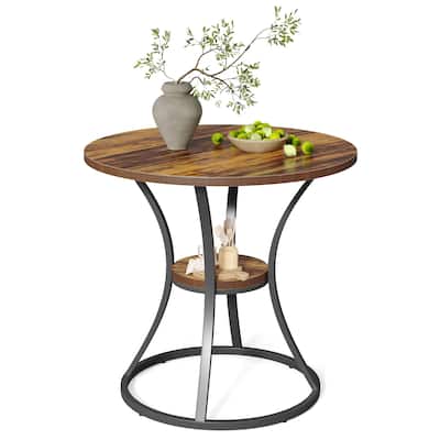 2-Tier Small Round Bar Table, Round 31.5-Inch Patio Dining Table