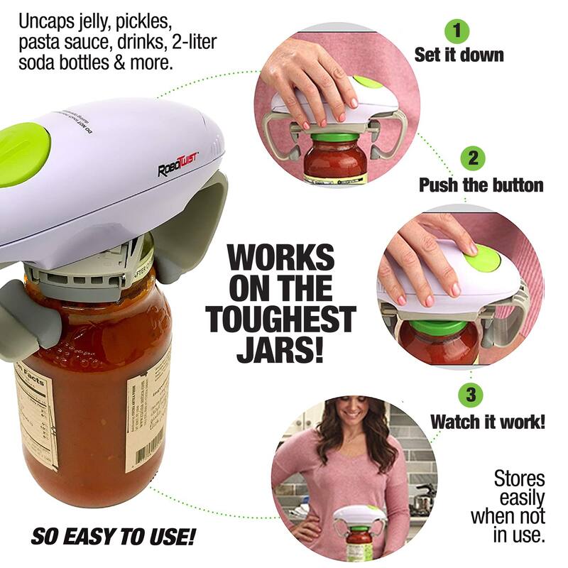 Robo Twist Electric Jar Opener Automatic Hands-Free Kitchen Gadget