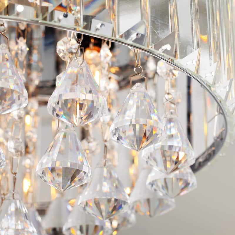 52" Chrome Downrod Mount Crystal Chandelier Ceiling Fan with Light and Remote Control - 52 in. W X 52 in. D X 20.5 in. H