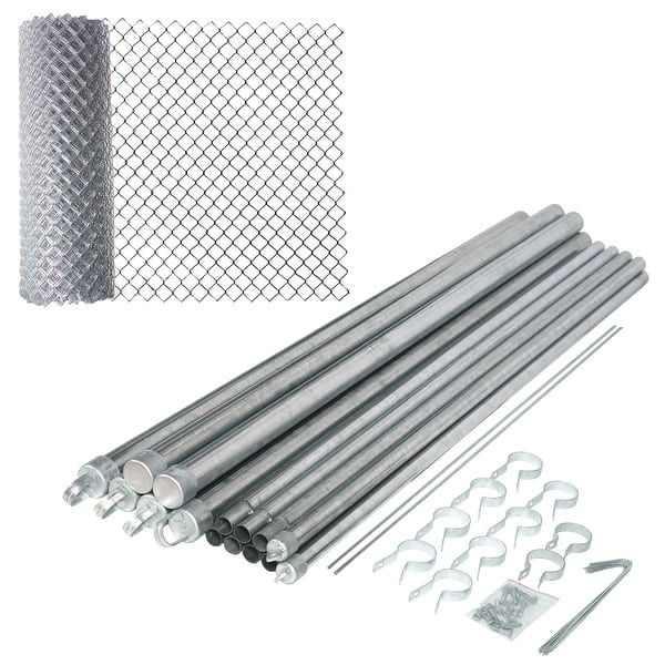 slide 2 of 16, ALEKO Galvanized Steel 4 X 50 Feet Complete Kit Chain Link Fence 11.5 AWG
