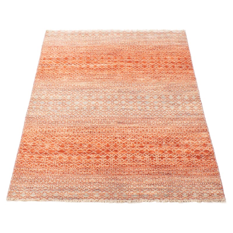 ECARPETGALLERY Hand-knotted Silk Shadow Dark Copper Wool Rug - 4'3 x 6'3