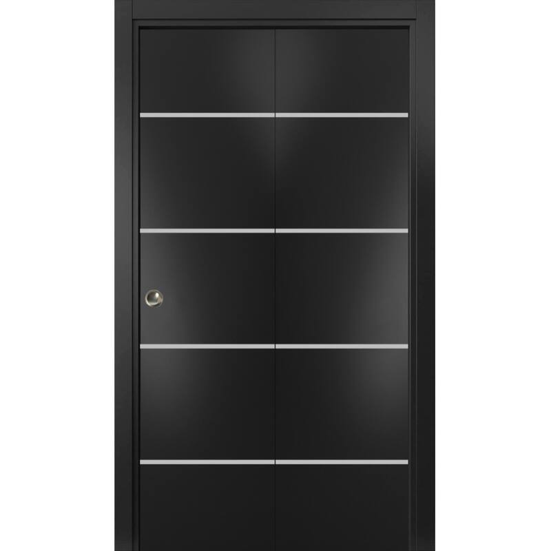 Bi-fold Doors 36 x 80 Planum 0210 Matte Black with Sturdy Tracks - Black - 84" x 96" ( 2* 42x96)