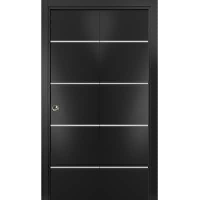 Bi-fold Doors 36 x 80 Planum 0210 Matte Black with Sturdy Tracks
