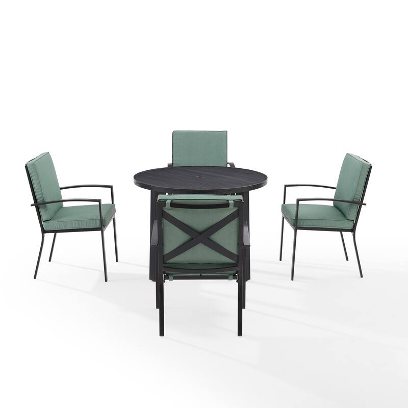 Crosley Kaplan 5Pc Outdoor Metal Round Dining Set- Table & 4 Chairs