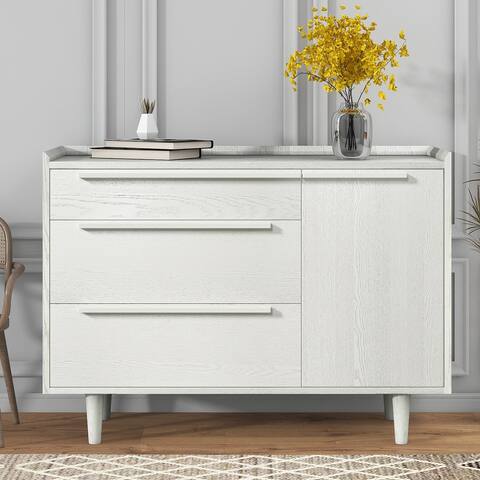 3-Drawer Dresser with Solid Wood Legs,White