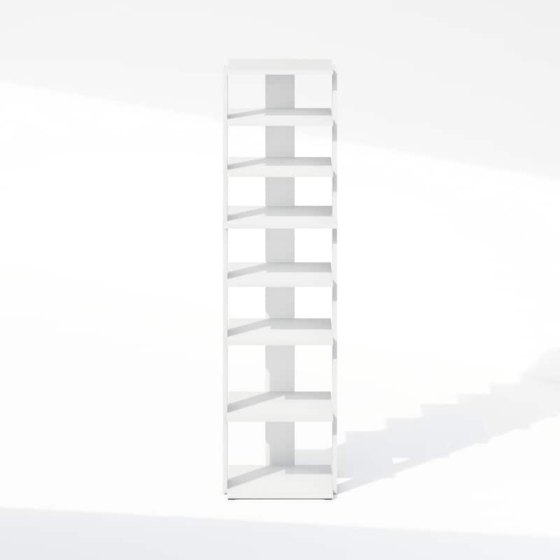 8 Tiers Wood Household Shelving Unit in White (12.64 in. W x 46.77 in. H x 12.13 in. D) - 12.64