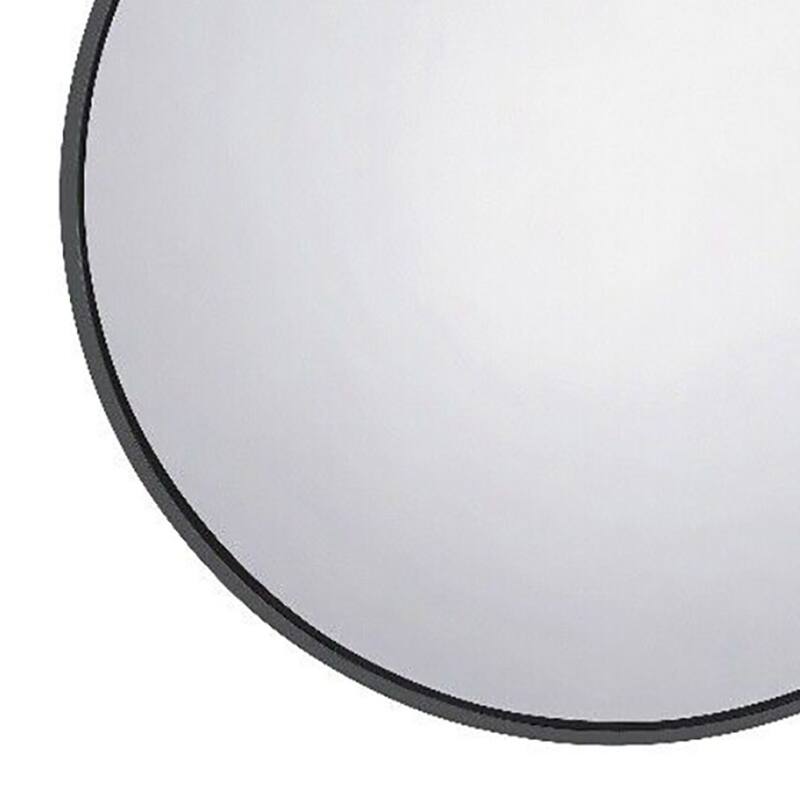 Contemporary Glass Round Wall Mirror Black Nickel - 30"x36"