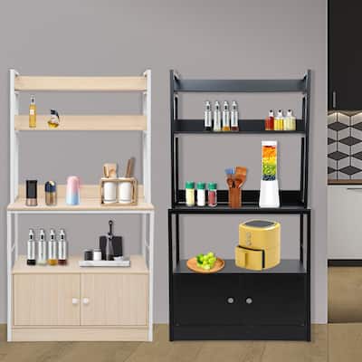 5-Tier Kitchen Bakers Rack with Cabinet and Hutch