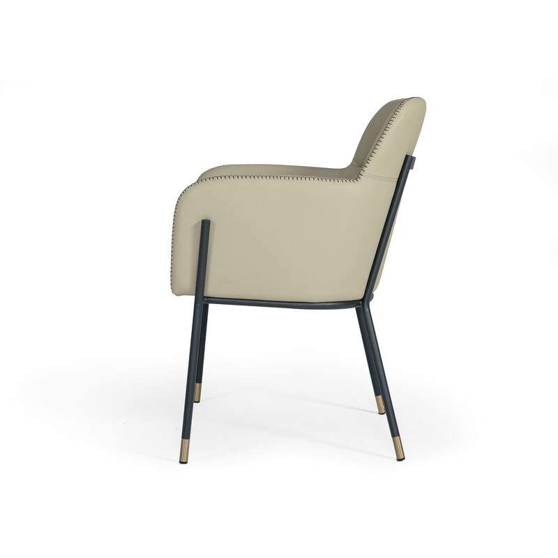 Modrest Brady Modern Black Metal & Grey Vegan Leather Dining Chair