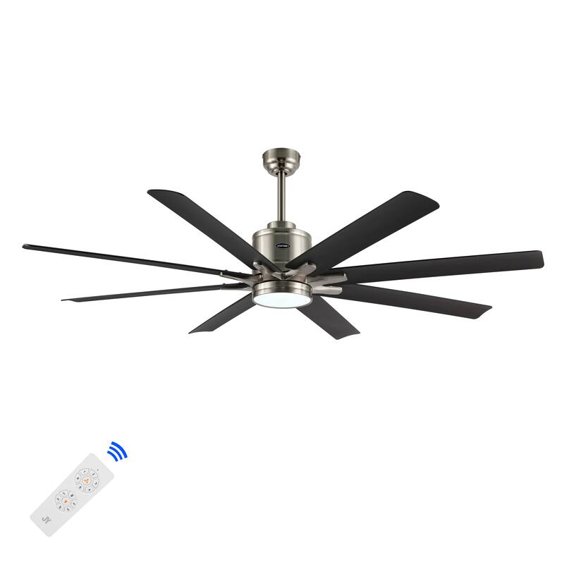 Miranda 66" 1-Light Contemporary Iron Mobile-App/Remote-Controlled 6-Speed Ceiling Fan with Integrated LED Light by JONATHAN Y