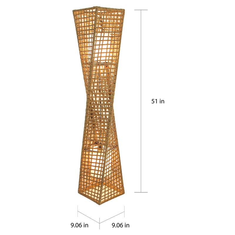 Phuket 51" 2-Light Handcrafted Rattan Floor Lamp, Artiva USA - 51