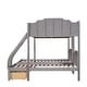 preview thumbnail 15 of 16, Full Over Twin & Twin Bunk Bed Velvet Triple Bunk Bed with Drawers and Guardrails, Beige