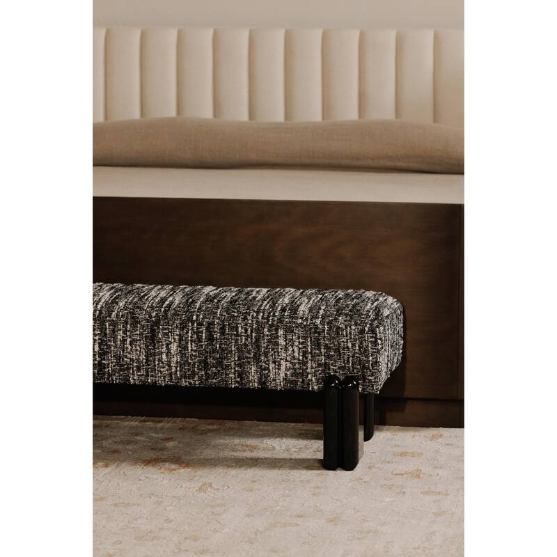 NADAAL STUDIOS Jessamine, Bench With Textured Boucle Upholstery - 55.9"W x20.5"D x16.5"H