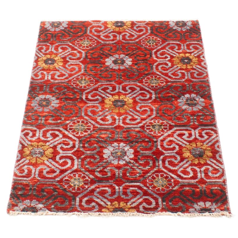 ECARPETGALLERY Hand-knotted Mystique Red Wool Rug - 3' 2" x 5' 1"