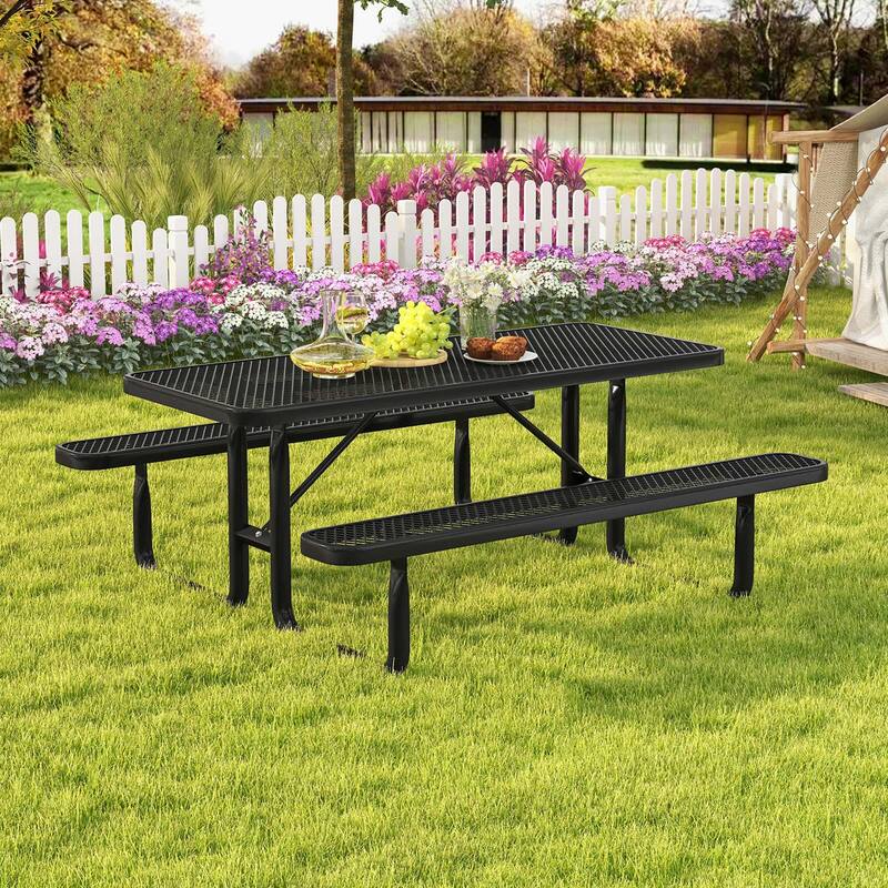 Costway 72" Coated Steel Camping Table with Seats Outdoor Picnic Table - See Details