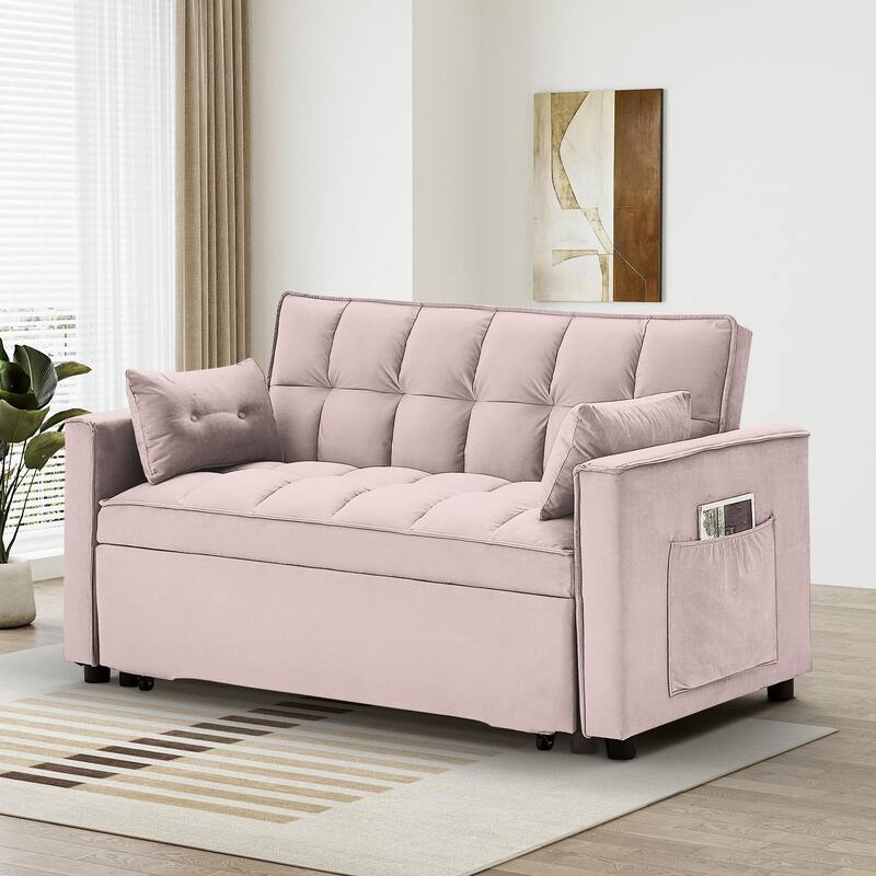 Ouyessir 3 in 1 Multi-Functional Convertible Sleeper Sofa Bed - Basic Version - Pink