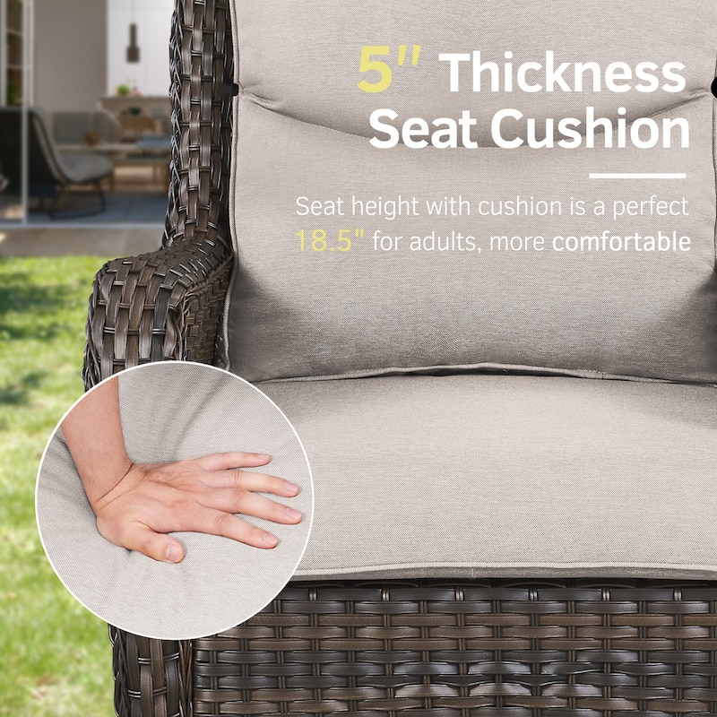 Outdoor Swivel Glider Rocker Chairs Table - 3 Piece - Brown