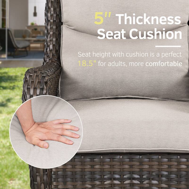 Outdoor Swivel Rocker Patio Wicker Chair with Thick Cushions