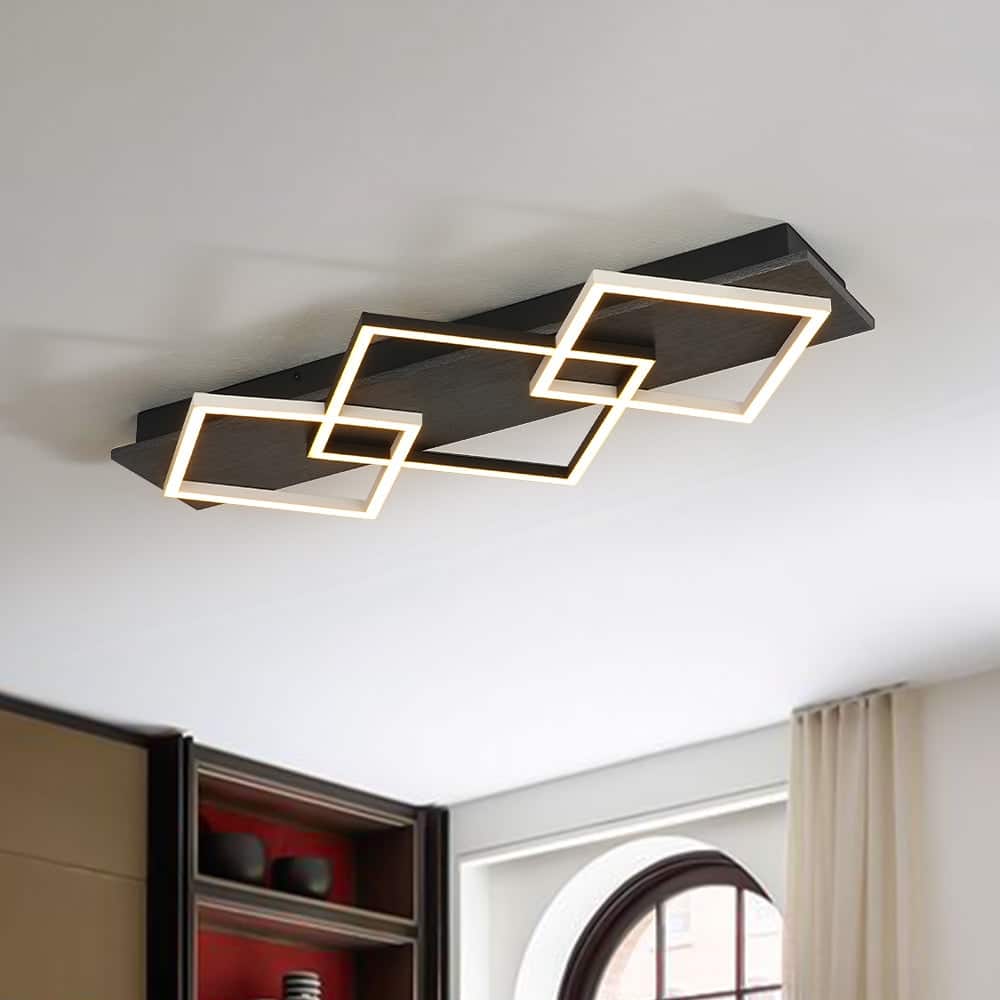 3-Light Dimmable LED Linear Semi-flush Mount For Living Room - N/A