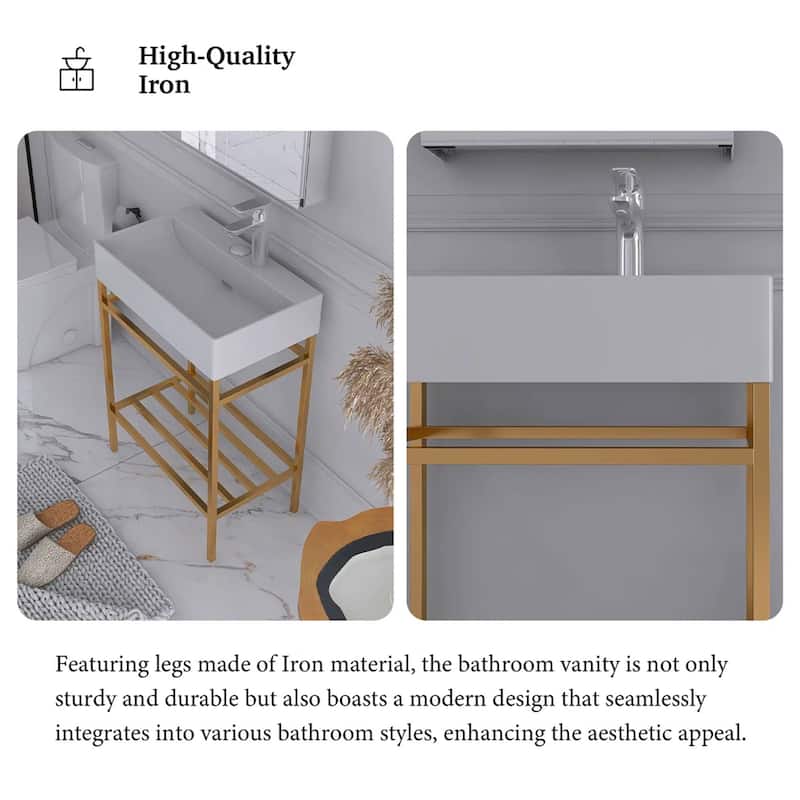 24" Freestanding Bathroom Vanity with Ceramic Sink - 23.62'' x13.98'' x 33.46''