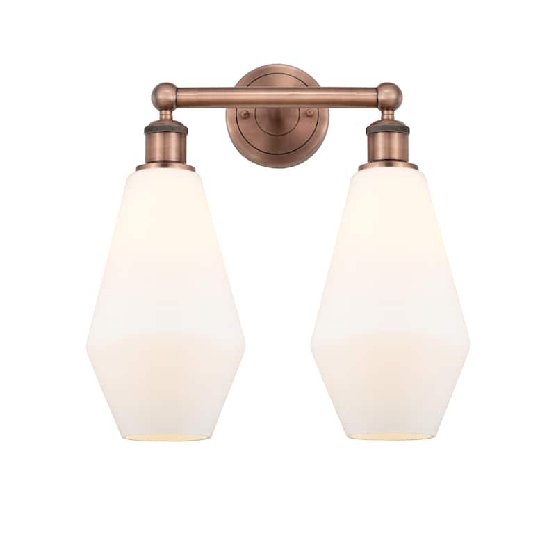 Innovations Lighting Cindyrella - 2 Light 16" Bath Vanity Light - Cased Matte White/Antique Copper