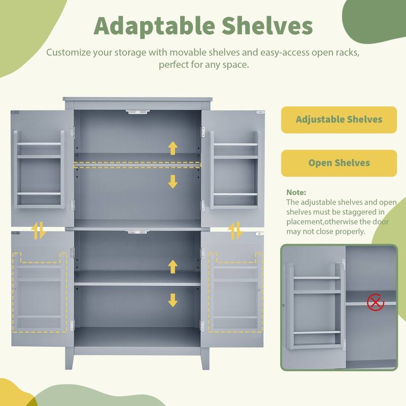 23.6 in. W x 43.3 in. H MDF Freestanding Linen Cabinet with Adjustable Shelves