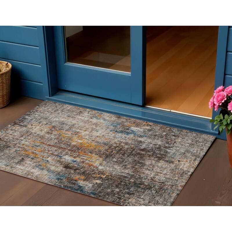 HomeRoots Abstract Transitional Rectangle Outdoor Rug - 3' x 5'