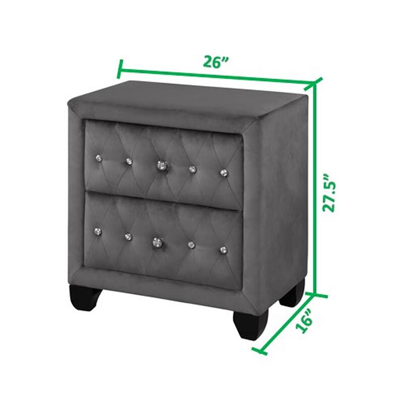 Monica Modern Style Crystal Tufted 4PC/5PC Vanity Bedroom Set Made with Wood