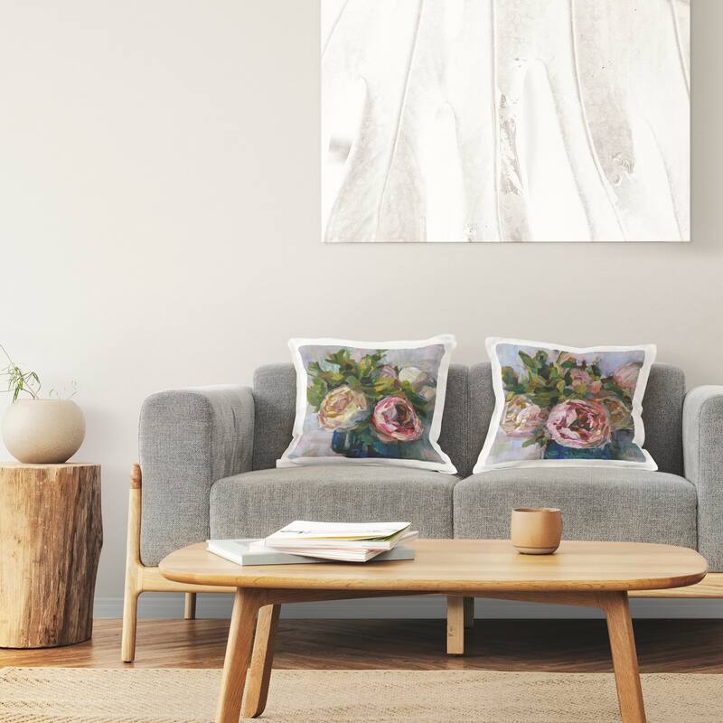 Stupell Pink Modern Rose Bouquets Printed Throw Pillow Design by Borcherding (Set of 2)