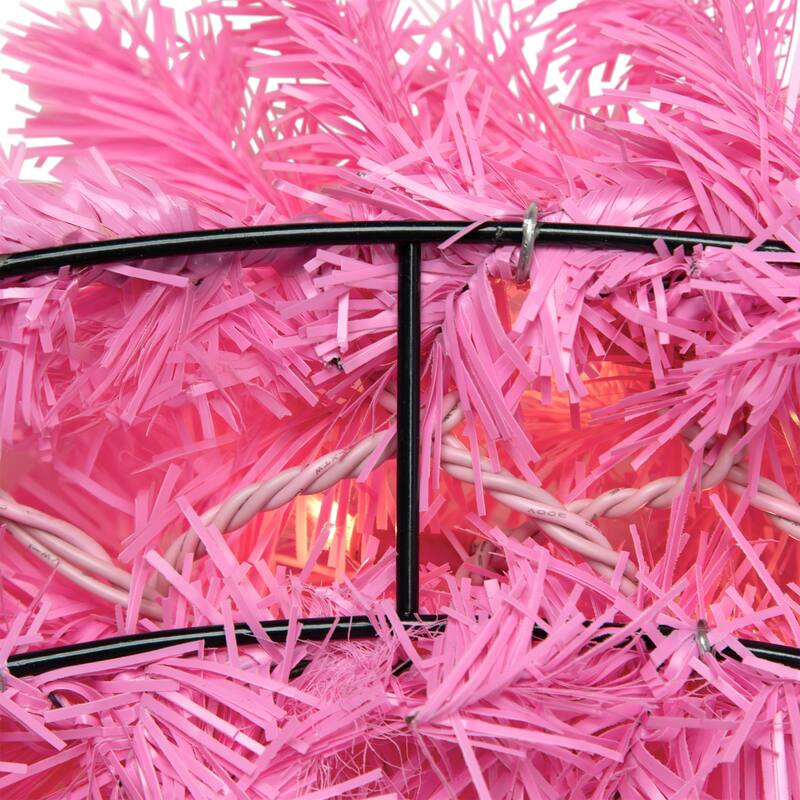 Pre-Lit Artificial Pine Christmas Wreath - 36" - Pink - Clear Lights