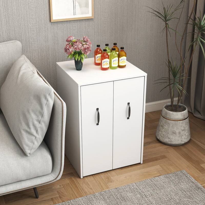 3 Tier Wooden Floor Standing Bookcase,Slide Out Drawer Storage Bookcase,Pull Out Mobile with Door Dustproof File Cabinet