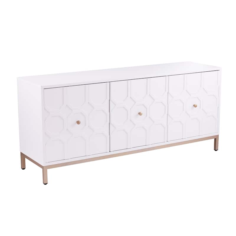 SEI Furniture Gliday Contemporary White Wood 3-Door Buffet Sideboard Accent Cabinet