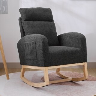 Modern Accent Rocking Chair with Solid Wood Legs - Bed Bath & Beyond ...