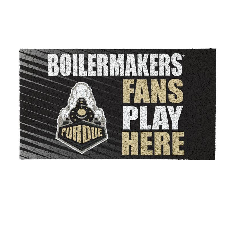 28 in. x 16 in. Purdue University "Fans Play Here" PVC Door Mat