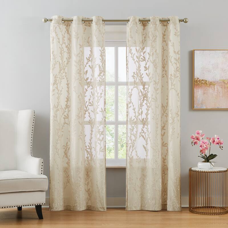 5th Avenue Lux Shelton Burn Out Sheer Window Panel Pair - 37x96