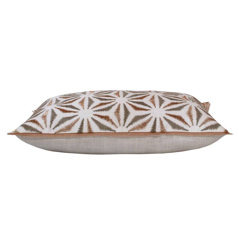 Sevita Handmade Gray/Copper Geometric Cotton Throw Pillow, 14" x 20"