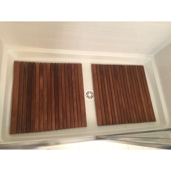 Bare Decor Dasha Spa Bath or Door Mat in Solid Teak Wood Oiled Finish Large 31 