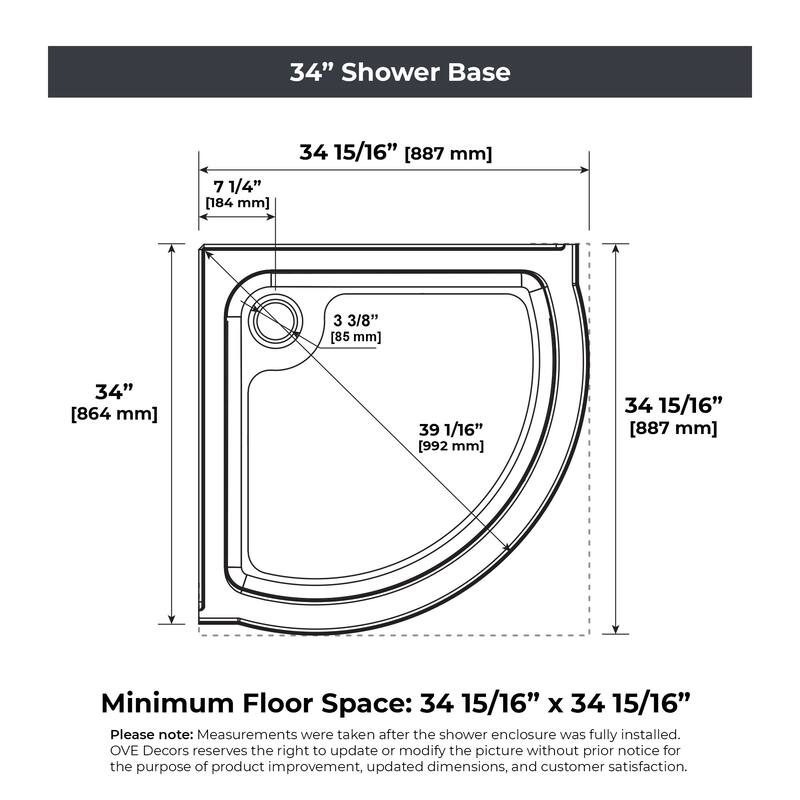 OVE Decors Breeze Corner Shower Sliding Door with Base and Clear
