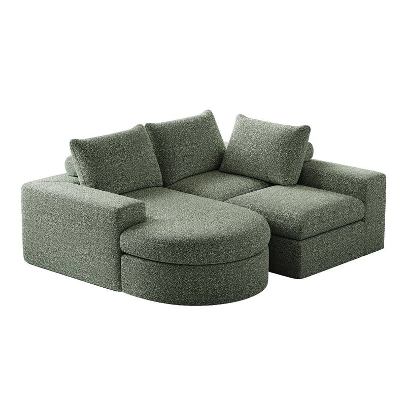 99" Chenille L-Shaped Sectional Sofa with Chaise Lounge and Deep Seats, No Assembly Required