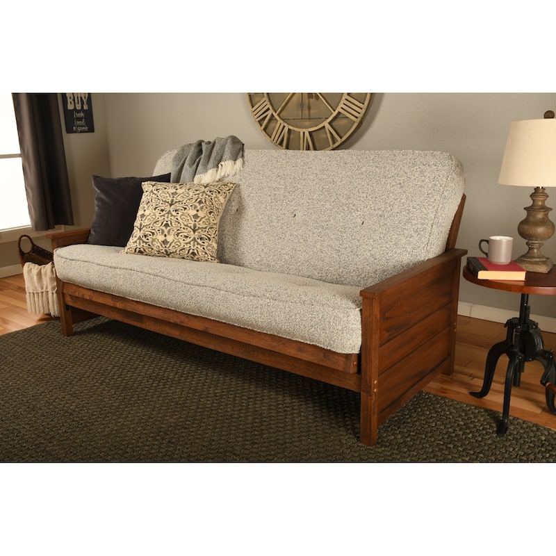 Somette Lexington Full-size Futon Set in Weathered Brown Finish with Mattress - Canton Gray
