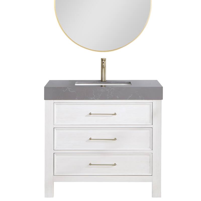 Leon 36 in. Single Bathroom Vanity with Composite Stone Top