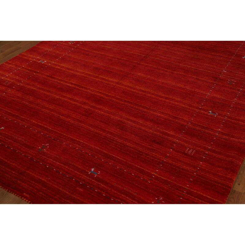 Tribal Gabbeh Indian Area Rug Hand-Knotted Modern Wool Carpet - 6'6" x 9'6"